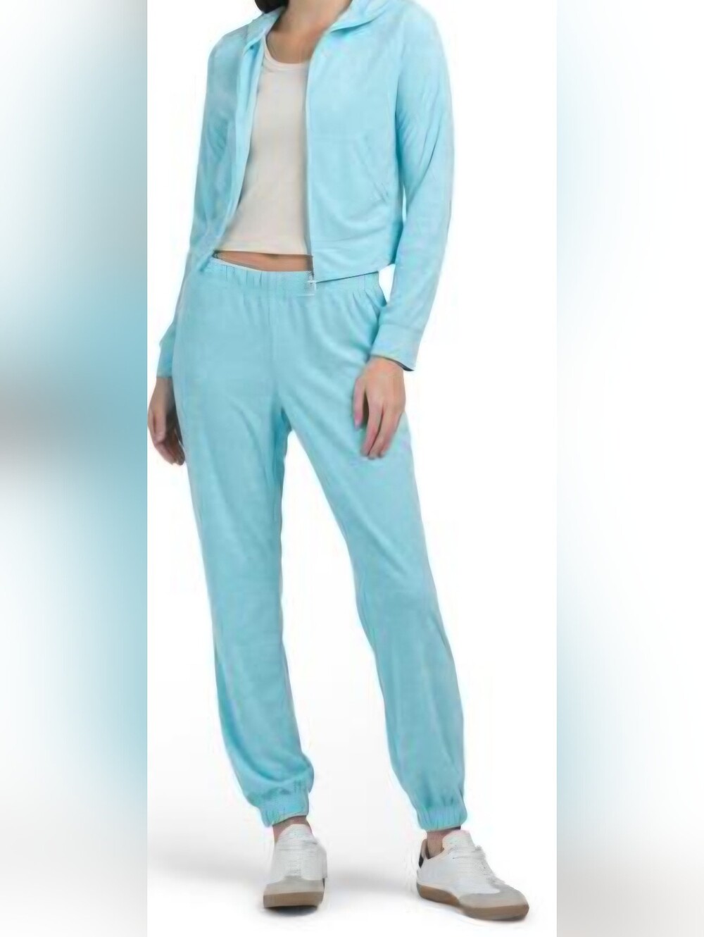 Juicy Couture Towel Terry Cloth Tracksuit Set Aqua Blue Hoodie Joggers NWT M